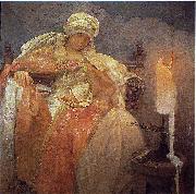 Alphonse Mucha Woman With a Burning Candle France oil painting artist